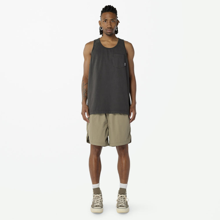 MADNESS WASHED POCKET PRINT TANK-CHARCOAL