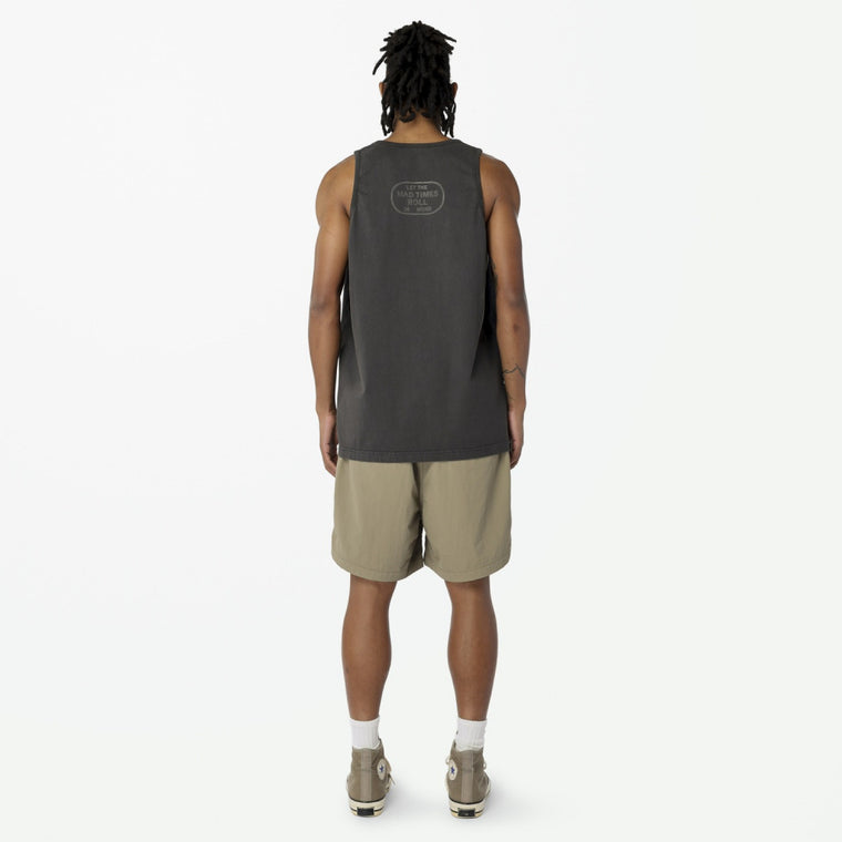 MADNESS WASHED POCKET PRINT TANK-CHARCOAL