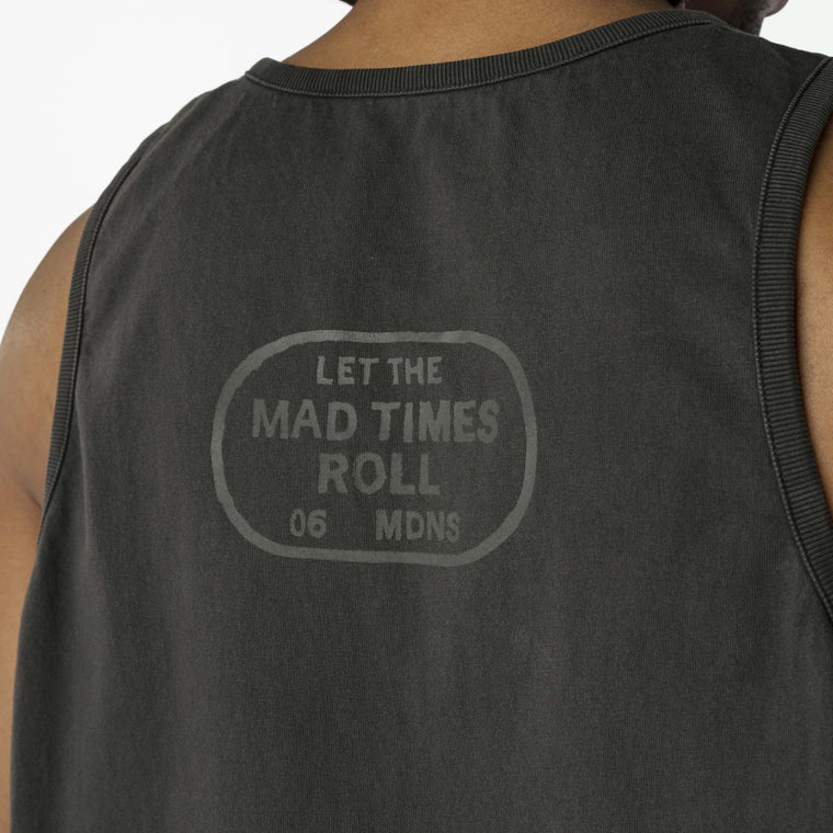 MADNESS WASHED POCKET PRINT TANK-CHARCOAL