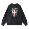 ORI FREDERIQO WASHED PRINT FLEECE CREWNECK SWEATSHIRT-BLACK