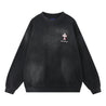 ORI FREDERIQO WASHED PRINT FLEECE CREWNECK SWEATSHIRT-BLACK