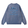 ORI FREDERIQO WASHED PRINT FLEECE CREWNECK SWEATSHIRT-BLUE