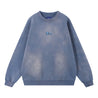 ORI FREDERIQO WASHED PRINT FLEECE CREWNECK SWEATSHIRT-BLUE