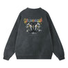 ORI FREDERIQO WASHED PRINT FLEECE CREWNECK SWEATSHIRT-GREY