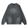 ORI FREDERIQO WASHED PRINT FLEECE CREWNECK SWEATSHIRT-DARK GREY