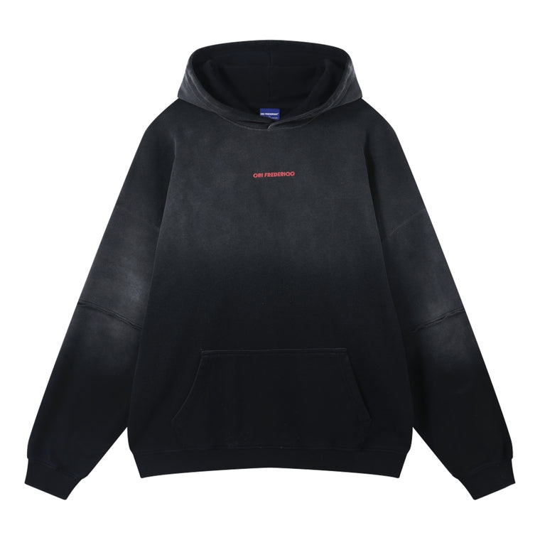 ORI FREDERIQO WASHED PRINT HOODIE-BLACK