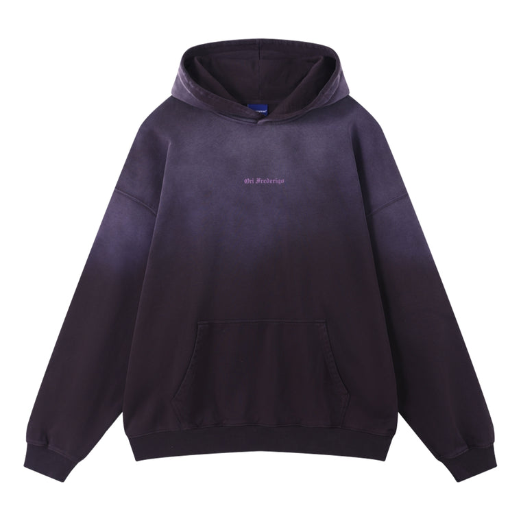 ORI FREDERIQO WASHED PRINT HOODIE-PURPLE