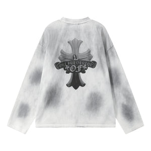 ORI FREDERIQO WASHED PRINT LONG-SLEEVE T-SHIRT-WHITE