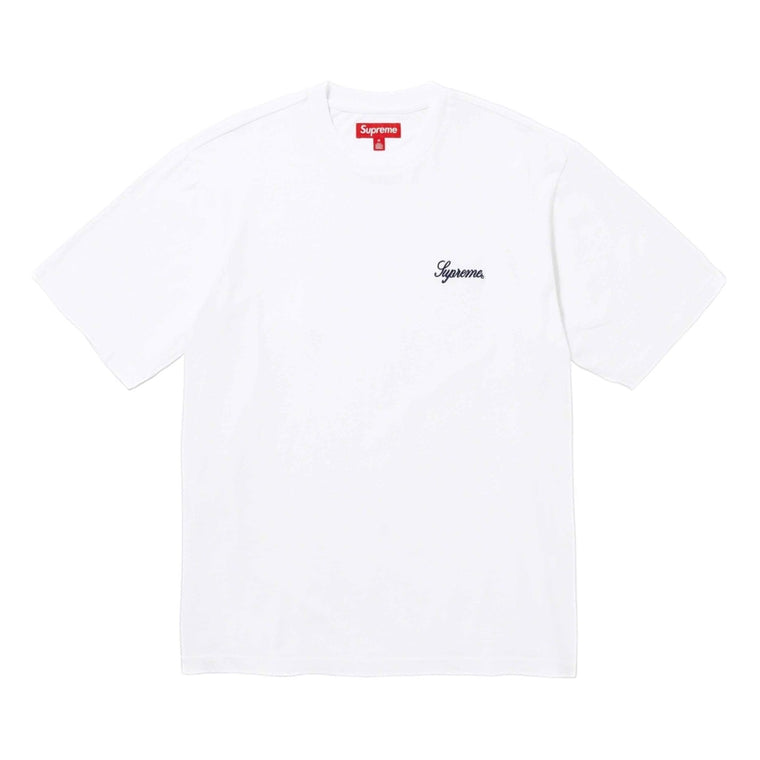 SUPREME WASHED SCRIPT SS TOP-WHITE