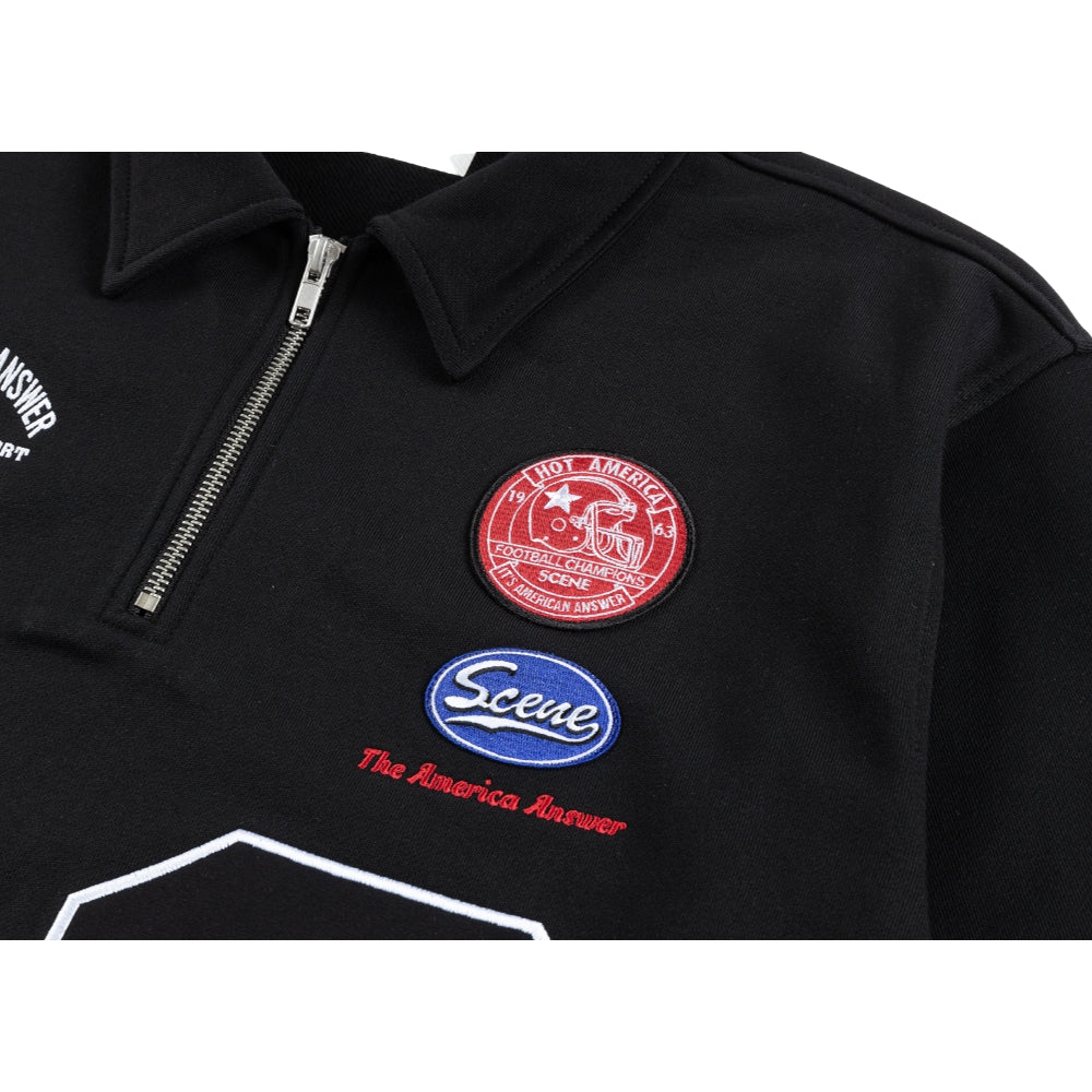 SCENE BY ICE FIRE HALF ZIP SWEATER-BLACK