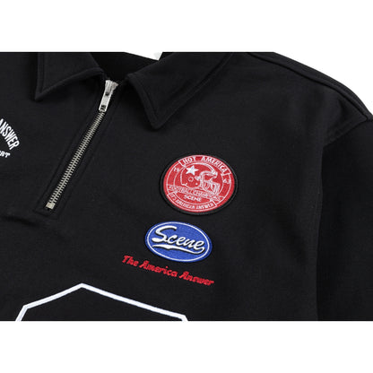 SCENE BY ICE FIRE HALF ZIP SWEATER-BLACK