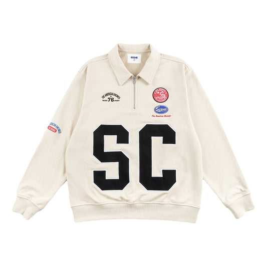 SCENE BY ICE FIRE HALF ZIP SWEATER-WHITE