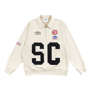 SCENE BY ICE FIRE HALF ZIP SWEATER-WHITE