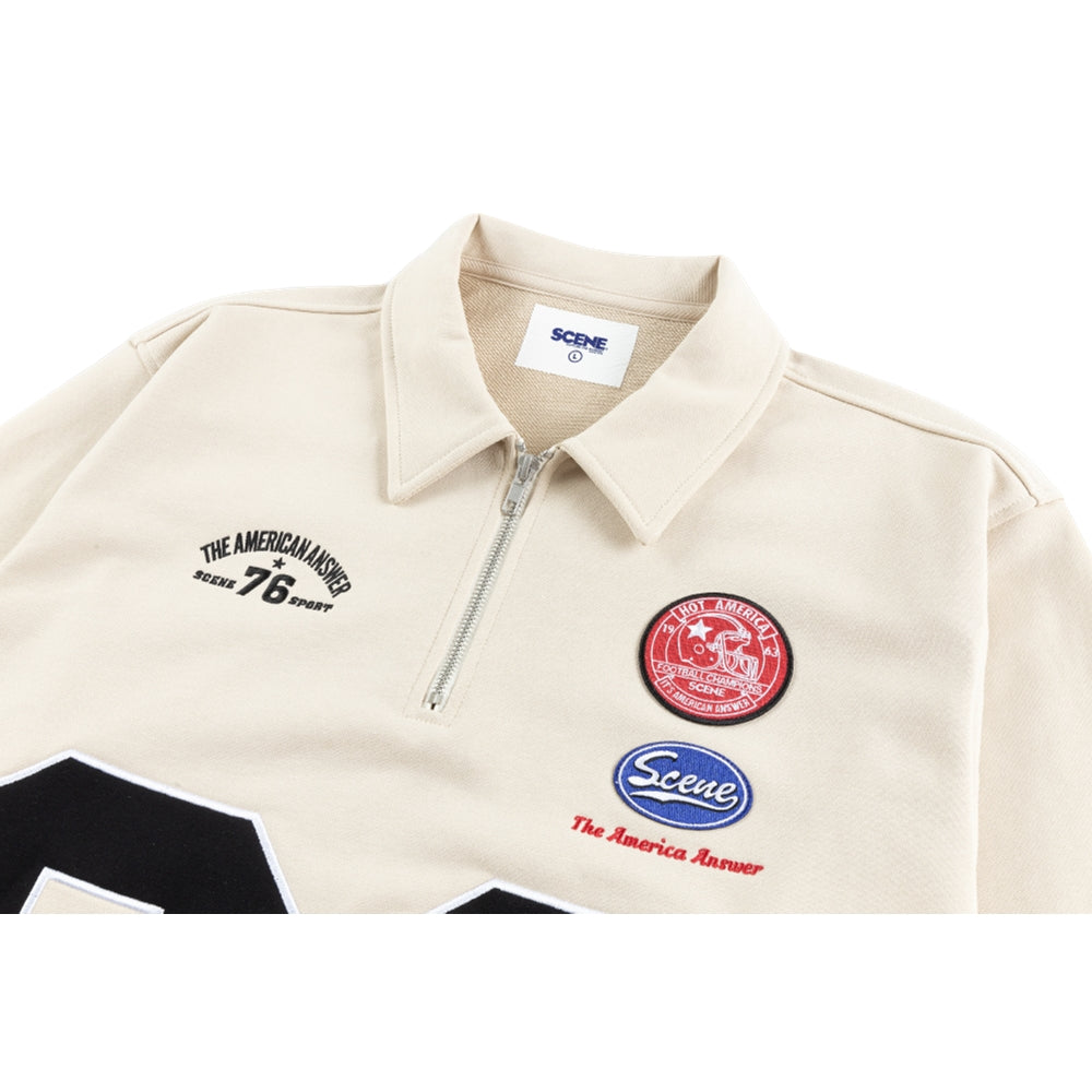 SCENE BY ICE FIRE HALF ZIP SWEATER-WHITE