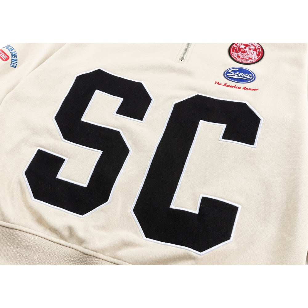 SCENE BY ICE FIRE HALF ZIP SWEATER-WHITE