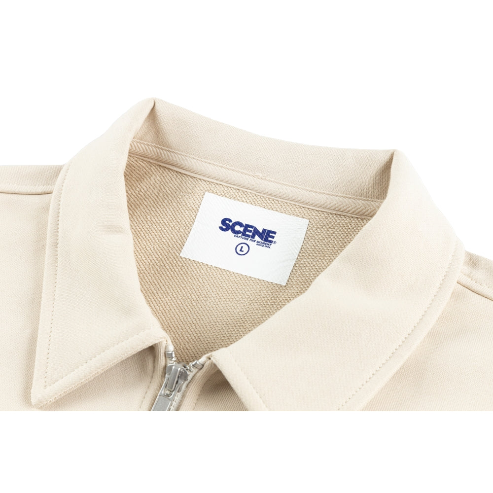 SCENE BY ICE FIRE HALF ZIP SWEATER-WHITE