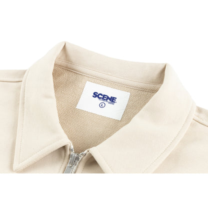 SCENE BY ICE FIRE HALF ZIP SWEATER-WHITE