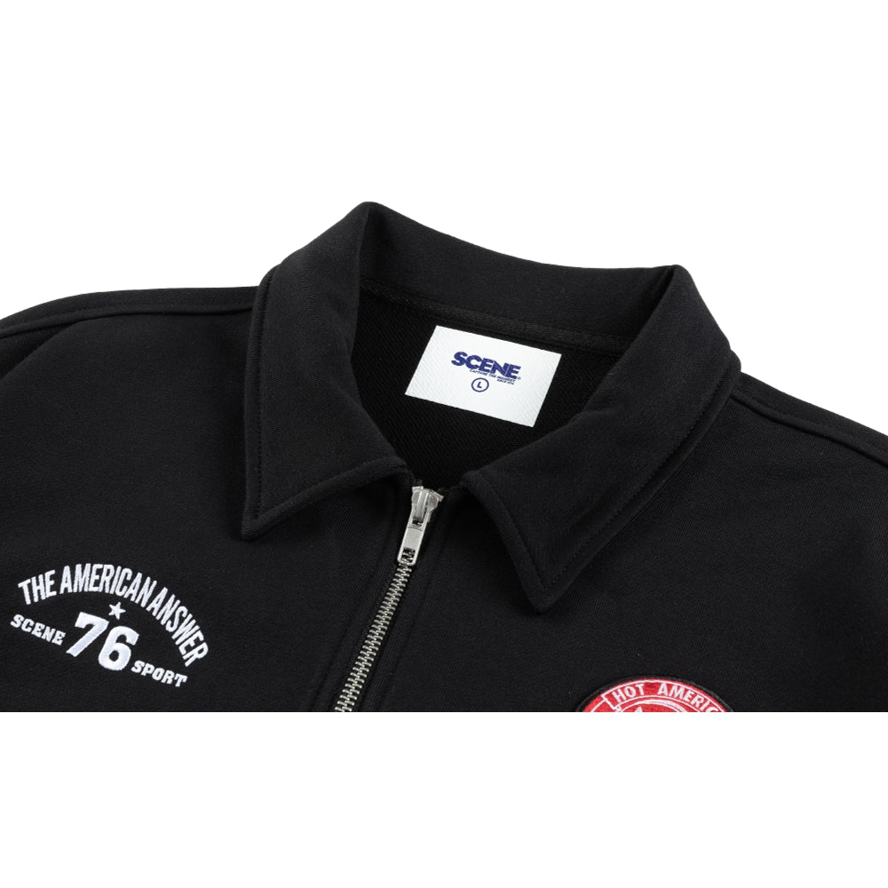 SCENE BY ICE FIRE HALF ZIP SWEATER-BLACK