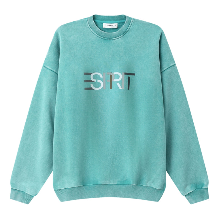 ESPRIT WASH EFFECT CREW NECK SWEATSHIRT-GREEN
