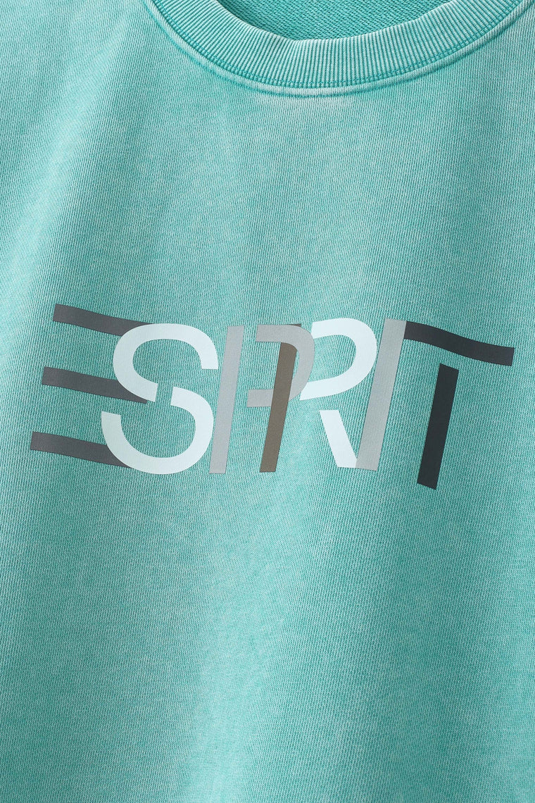 ESPRIT WASH EFFECT CREW NECK SWEATSHIRT-GREEN