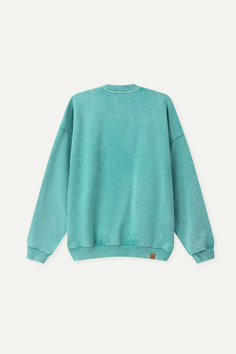 ESPRIT WASH EFFECT CREW NECK SWEATSHIRT-GREEN