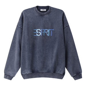 ESPRIT WASH EFFECT CREW NECK SWEATSHIRT-NAVY