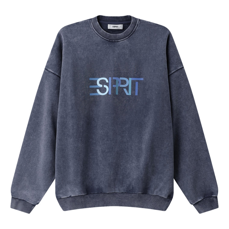 ESPRIT WASH EFFECT CREW NECK SWEATSHIRT-NAVY