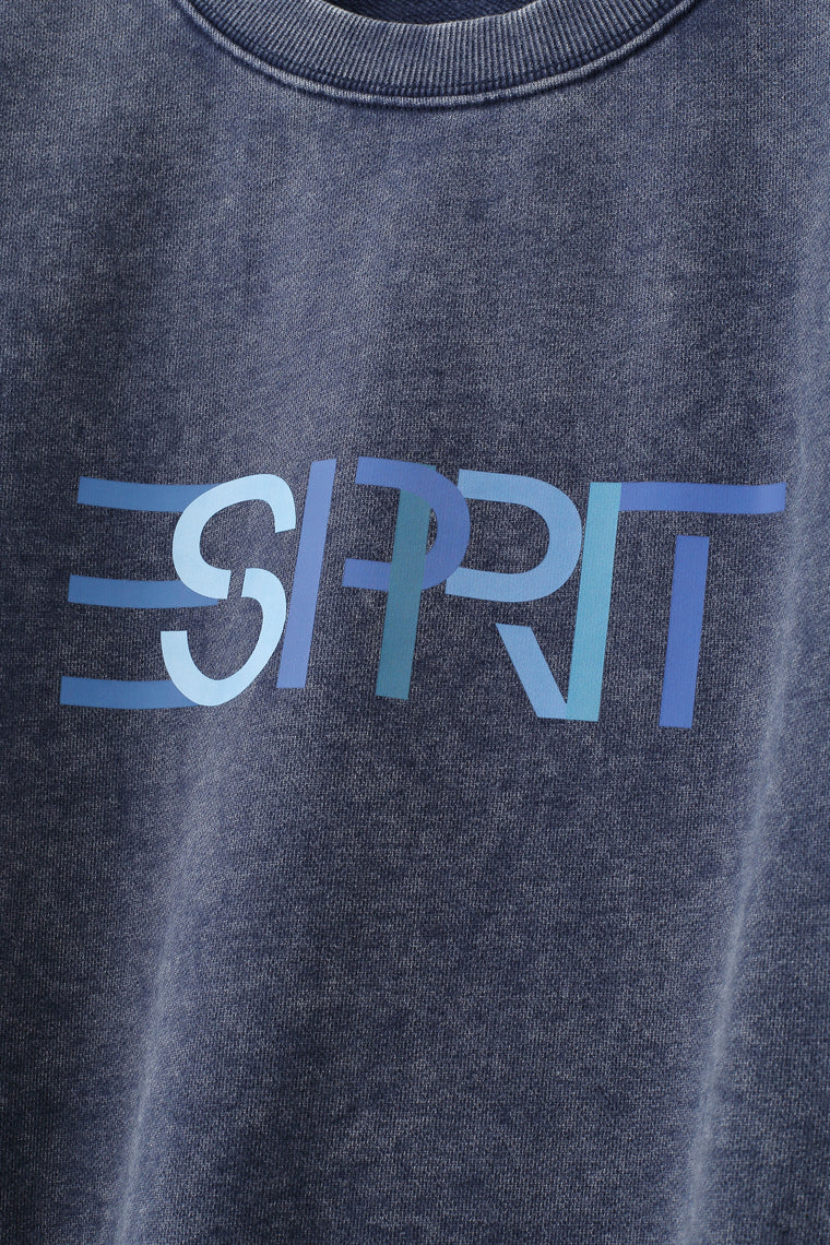 ESPRIT WASH EFFECT CREW NECK SWEATSHIRT-NAVY