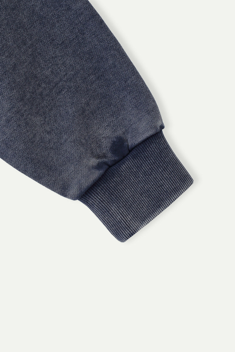 ESPRIT WASH EFFECT CREW NECK SWEATSHIRT-NAVY