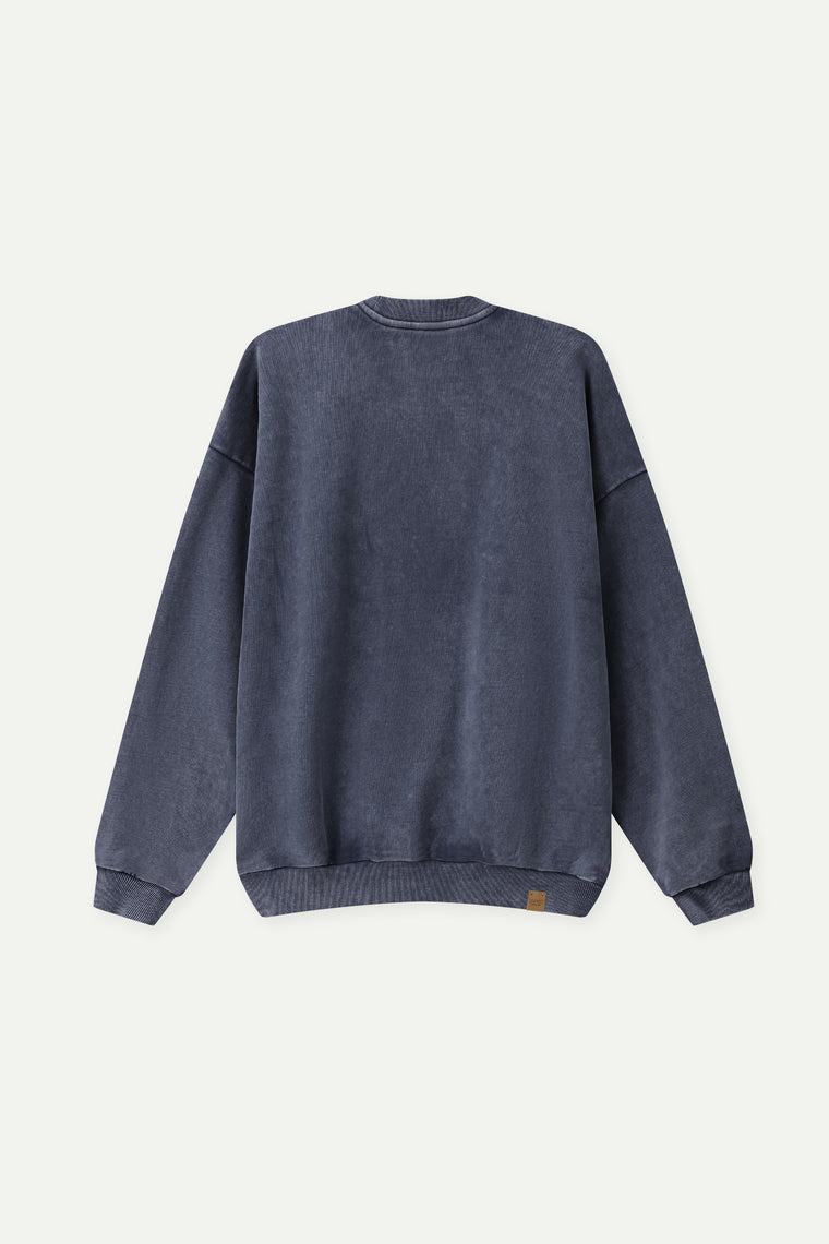 ESPRIT WASH EFFECT CREW NECK SWEATSHIRT-NAVY