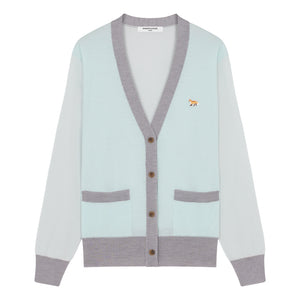 MAISON KITSUNE W BABY FOX PATCH COLOR BLOCK CARDIGAN-PEPPERMINT