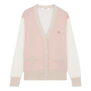 MAISON KITSUNE W BABY FOX PATCH COLOR BLOCK CARDIGAN-ROSE