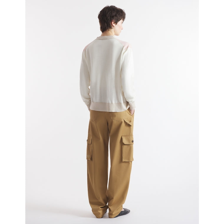 MAISON KITSUNE W BABY FOX PATCH COLOR BLOCK CARDIGAN-ROSE