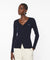 MAISON KITSUNE W BABY FOX PATCH FINE RIBBED CARDIGAN-NAVY