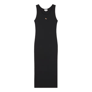 MAISON KITSUNE W BABY FOX RIBBED TANK DRESS-BLACK