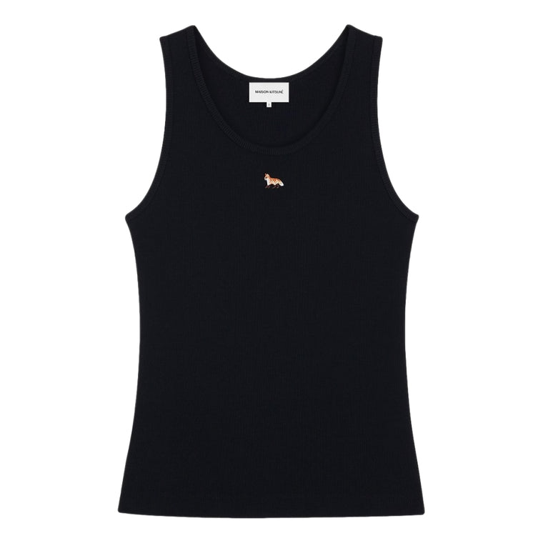 MAISON KITSUNE W BABY FOX RIBBED TANK TOP-BLACK