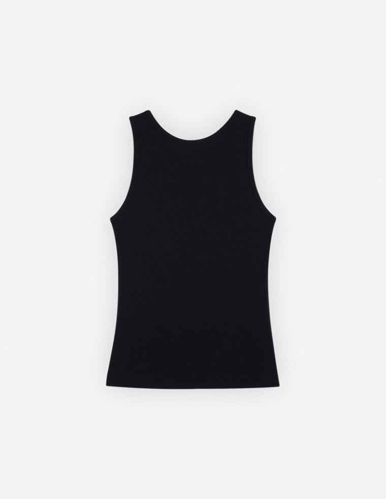 MAISON KITSUNE W BABY FOX RIBBED TANK TOP-BLACK