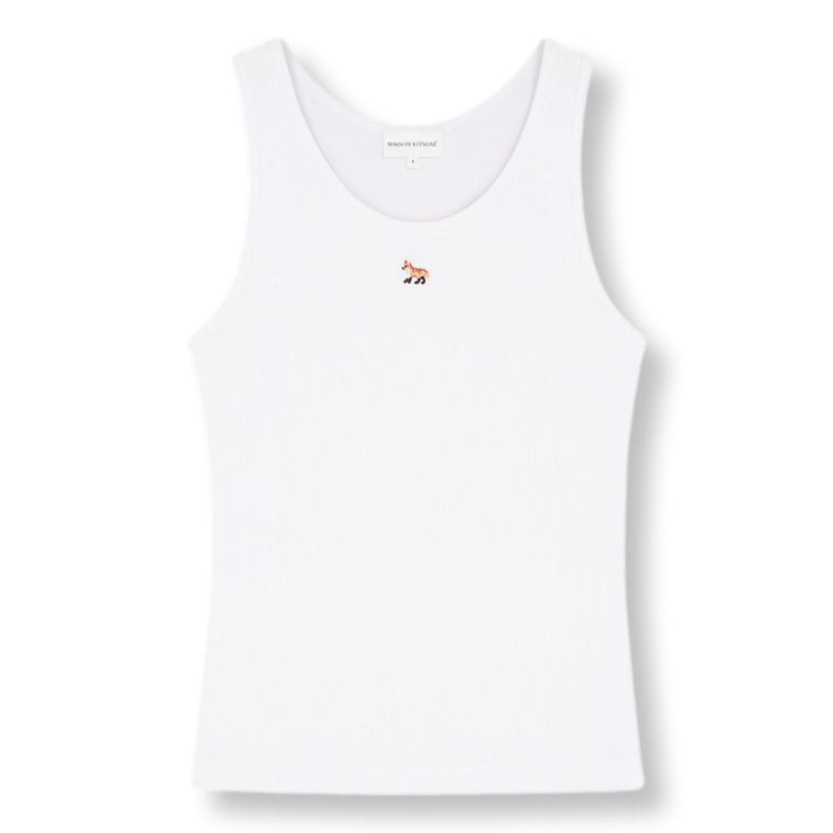 MAISON KITSUNE W BABY FOX RIBBED TANK TOP-WHITE
