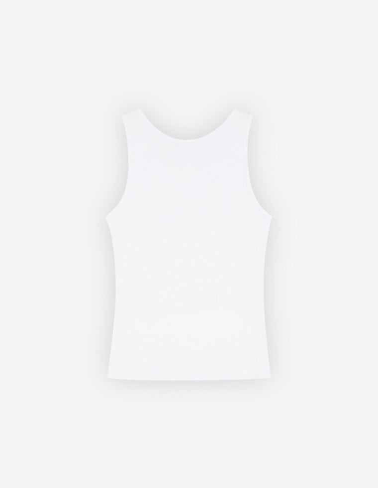 MAISON KITSUNE W BABY FOX RIBBED TANK TOP-WHITE