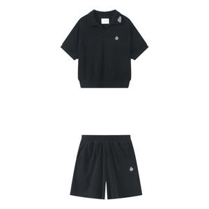 OPEN DIALOGUE W COMFY POLO SET-BLACK