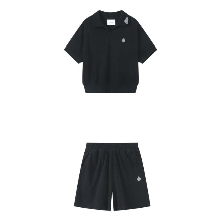 OPEN DIALOGUE W COMFY POLO SET-BLACK