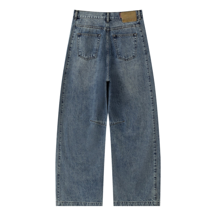 ESPRIT WIDE-LEG DENIM JEANS-DARK BLUE