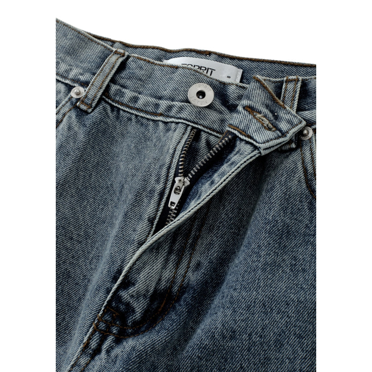 ESPRIT WIDE-LEG DENIM JEANS-DARK BLUE