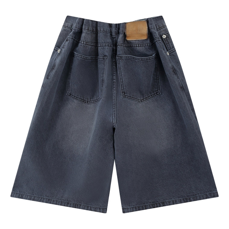 ESPRIT WIDE-LEG DENIM SHORTS（UNISEX）-DENIM BLACK