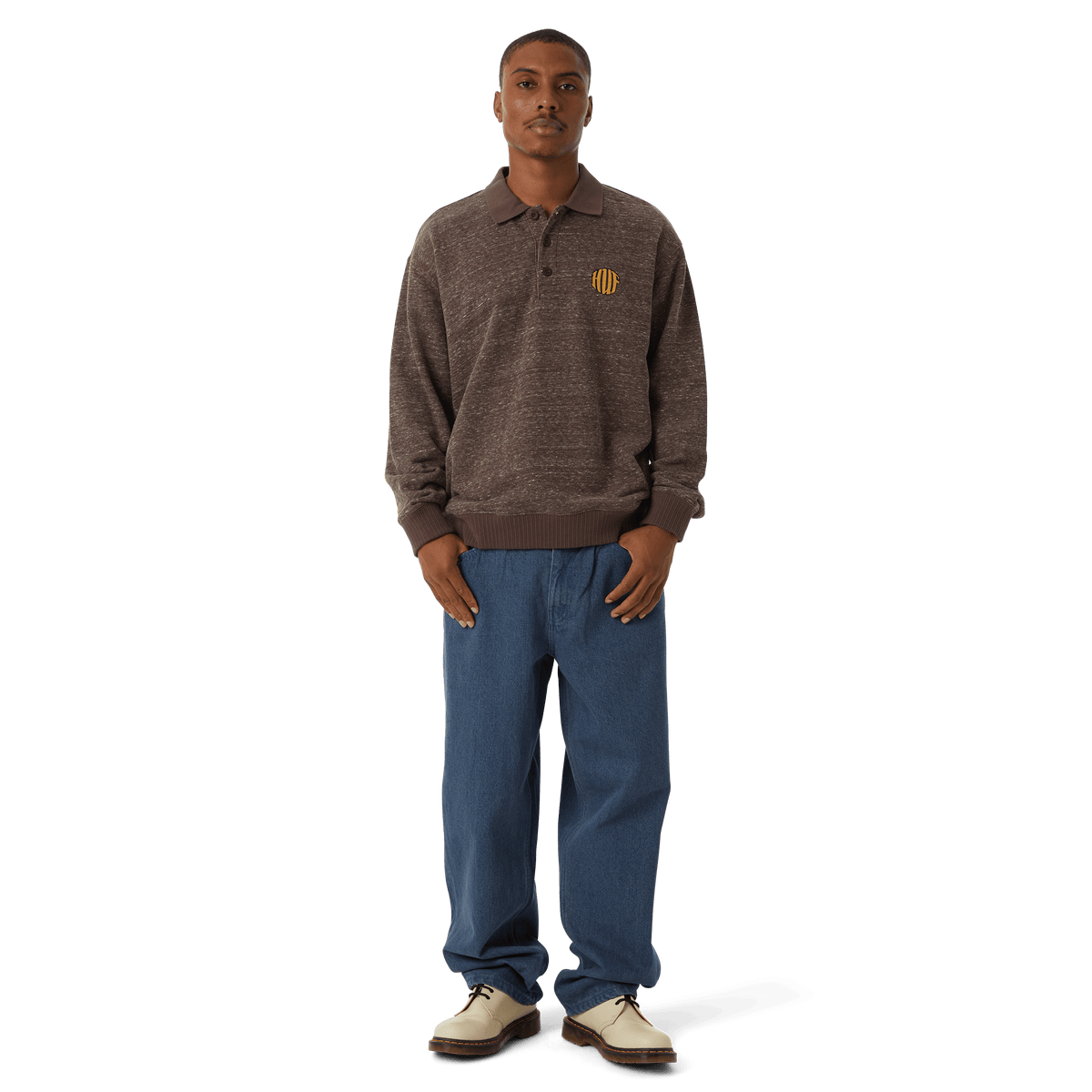 HUF WINSTON POLO FLEECE-DARK BROWN