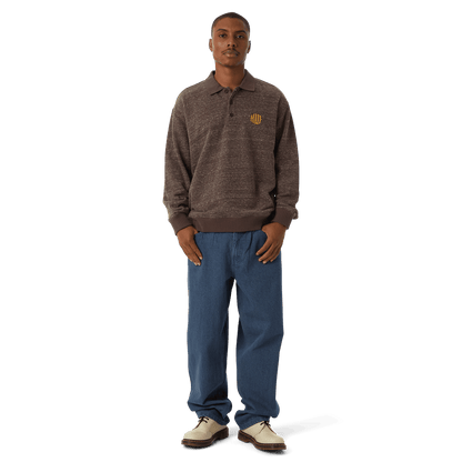 HUF WINSTON POLO FLEECE-DARK BROWN