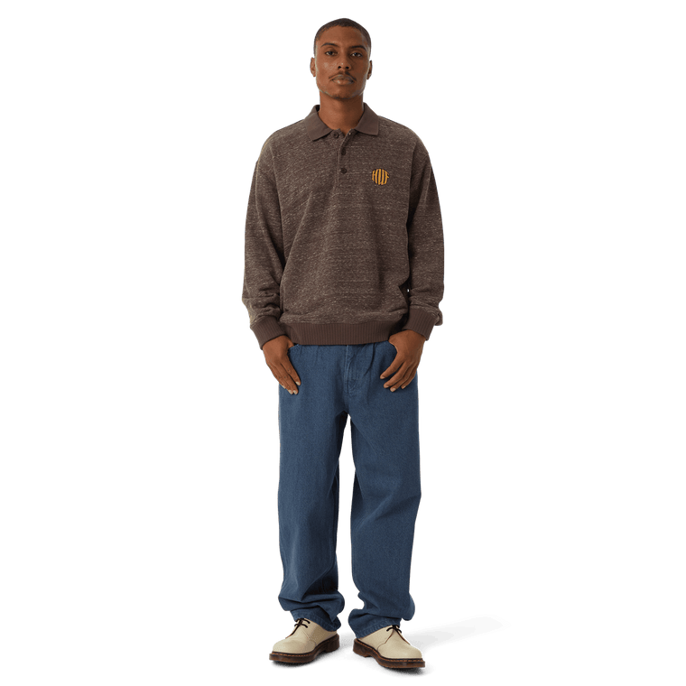 HUF WINSTON POLO FLEECE-DARK BROWN