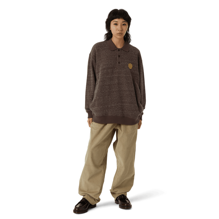 HUF WINSTON POLO FLEECE-DARK BROWN