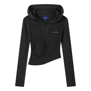 ORI FREDERIQO WOMEN PRINTED HOODED LONG-SLEEVE T-SHIRT-BLACK