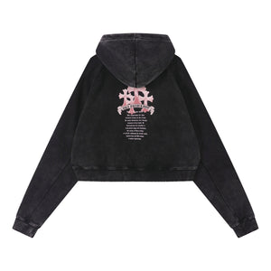 ORI FREDERIQO WOMEN PRINTED HOODED SWEATSHIRT-BLACK